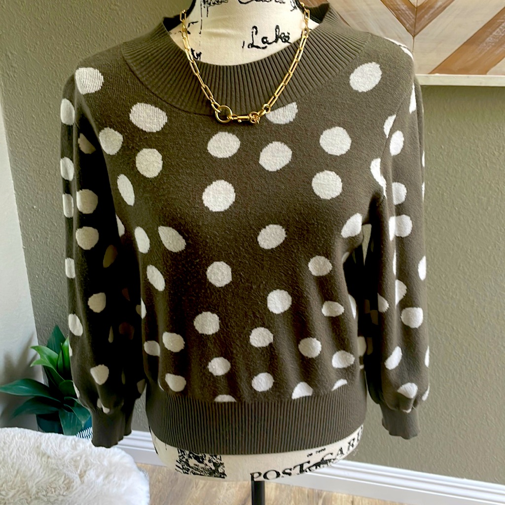 Free Assembly Green & White Sweater Size Small